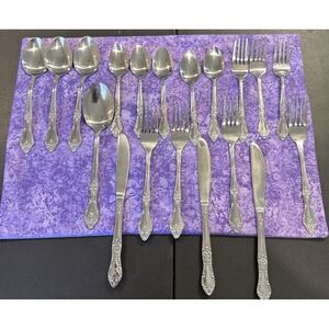 Gibson Stainless Mixed Flatware Replacements Set Of 19 Floral Handle Stainless